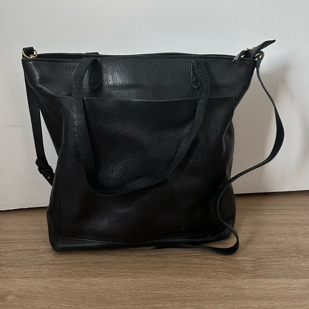 Madewell 	Zip-Top Medium Transport Tote TRUE BLACK